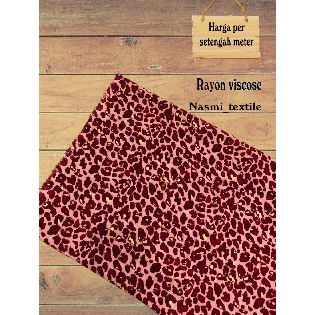 kain katun rayon viscose premium motif leopard terbaru (0,5meter)