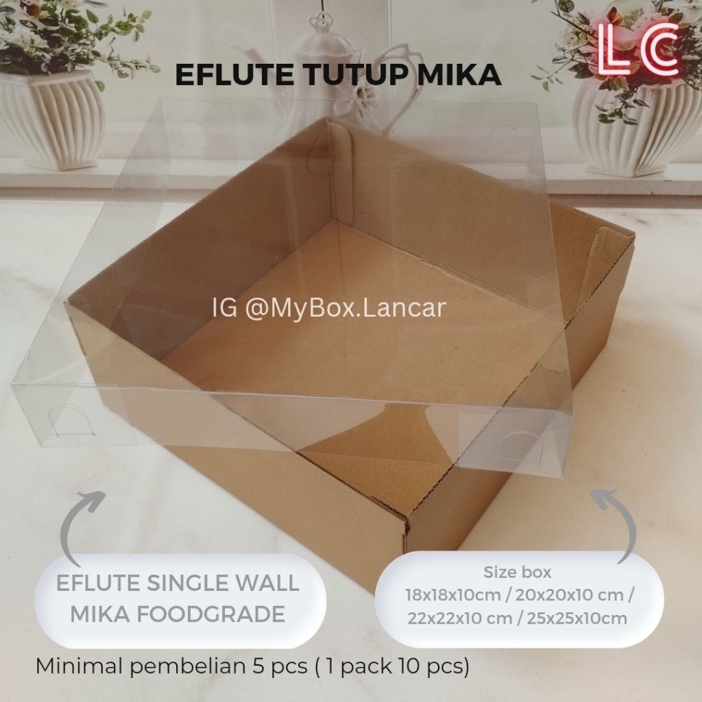 

(ISI 10 Pcs) Cake Box Eflute Tutup Full Mika size 18 20 22 25 CORRUGATED PACKING HAMPERS DOS KUE TART CAKE