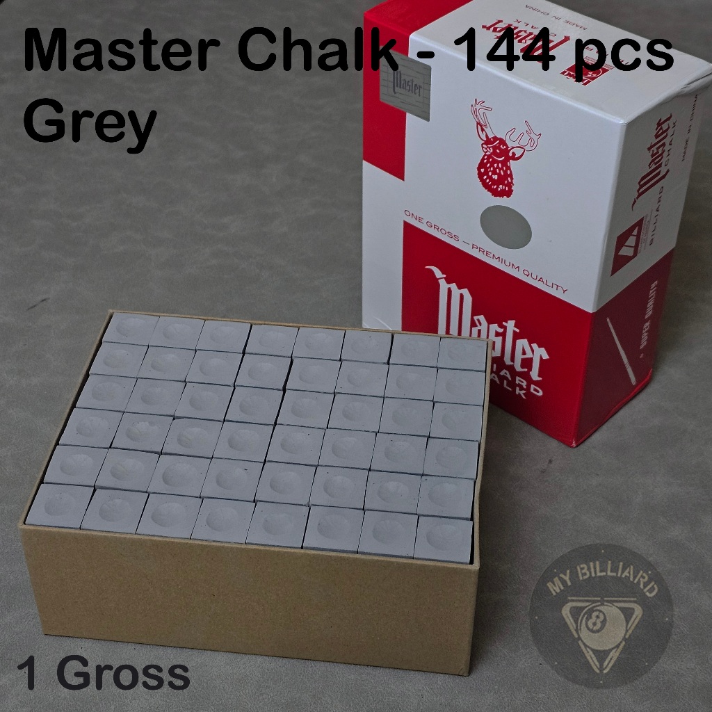 Master Chalk Grey billiard 1 gross - kapur Abu biliard KW cuk 144pcs