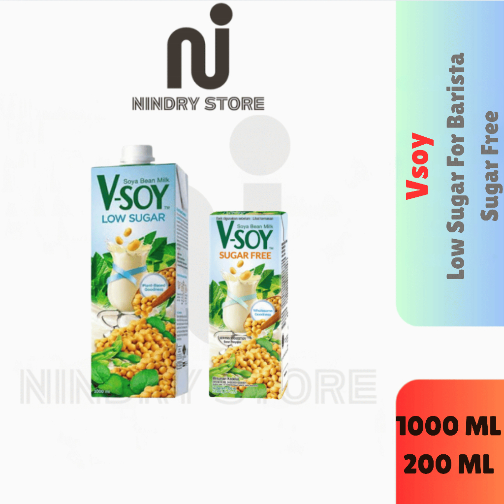 

V-Soy 200ml & 1 Liter – Susu Kedelai Vegan | Low Sugar / Sugar Free | Exp Oktober 2025