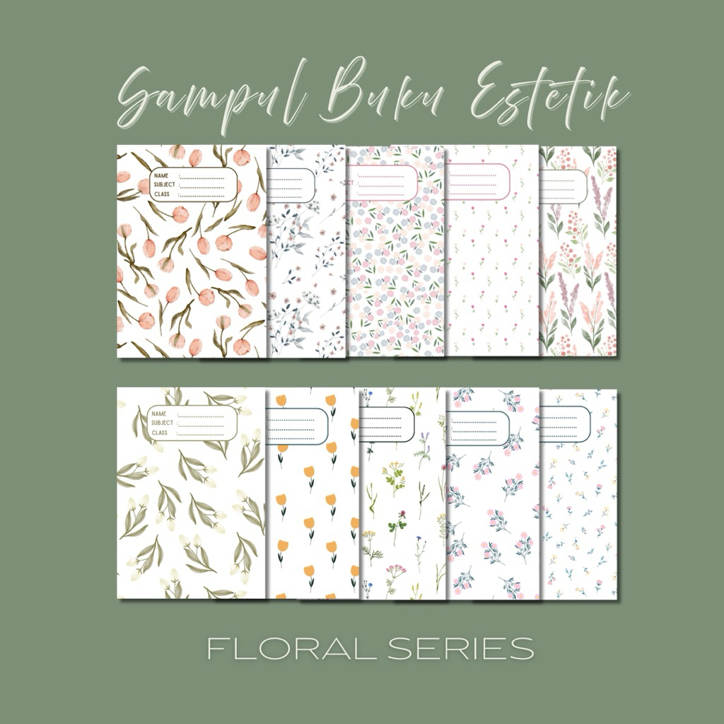 

[10 pcs] Sampul Buku Estetik B5 – Floral Series Isi 10 | Desain Pastel Glossy | PO 3 Hari