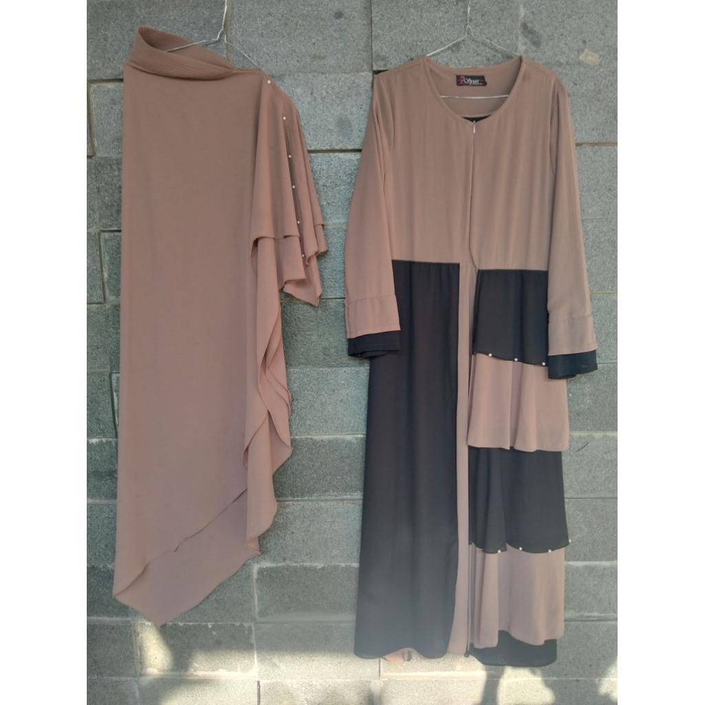 GAMIS PESTA PRELOVED SYAR'I BY ALETHA / gamis dan Khimar preloved / set gamis khimar