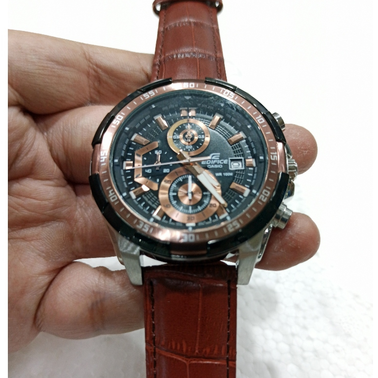 Jam Tangan Pria C*s*o ED*F*C* EFR-539L-5A EFR-539 Chronograph Silver Croco Leather