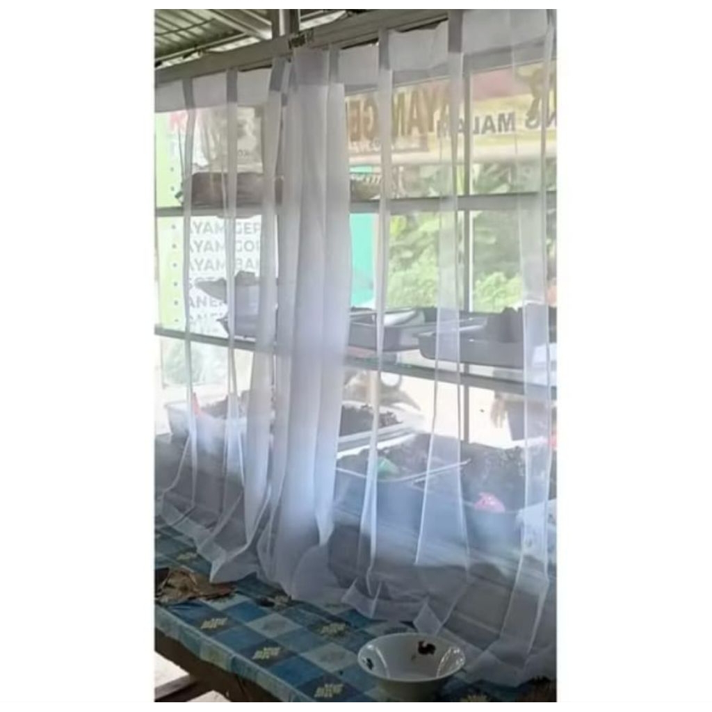 Gorden etalase warung makan Tirai tutup etalase Rumah makan Hordeng vitrase pendek Gorden warteg