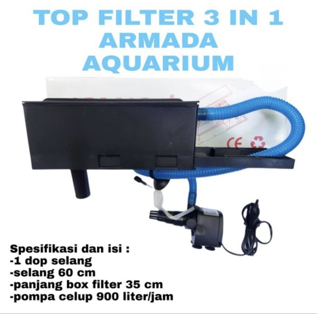 PAKET TOP FILTER 3 IN 1 AQUARIUM MESIN POMPA SELANG BOX FILTER MINI