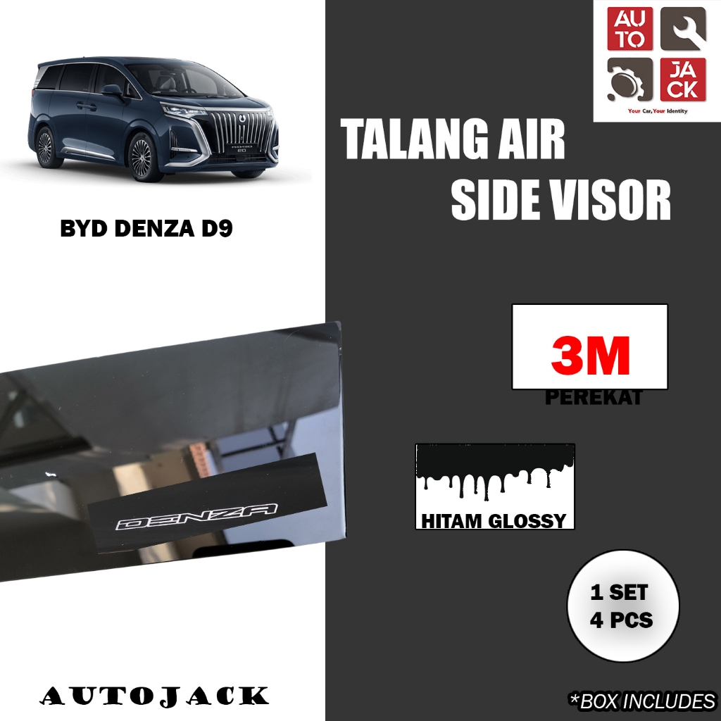 TALANG AIR BYD DENZA D9 / SIDE VISOR DENZA D9 FLAT / ACCESSORIES BYD DENZA D9