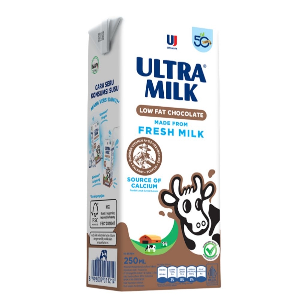 

Ultra Milk Susu UHT Rendah Lemak Cokelat Kotak 250 ml