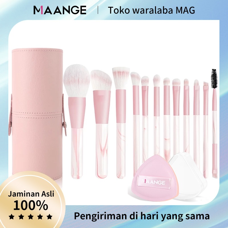 MAANGE 12Pcs Kuas Make Up Set Kosmetic Brush Lembut Powder Eyeshadow Eyebrow Brush Blush On Lip Brus