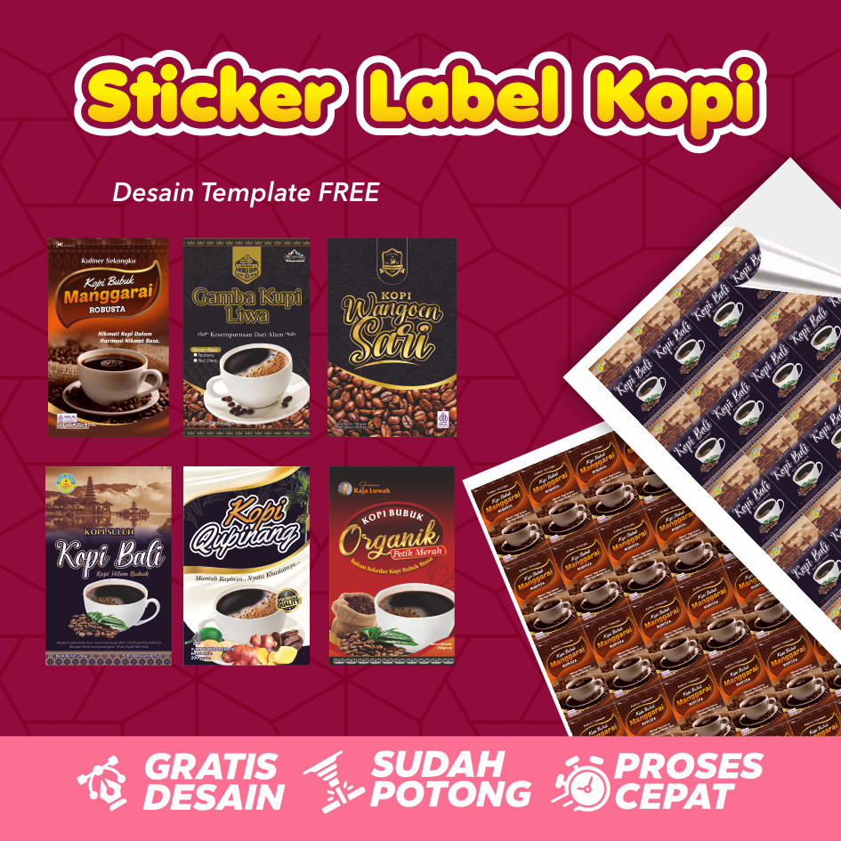 

Cetak Print Label Sticker stiker Kemasan Kopi Custom Desain