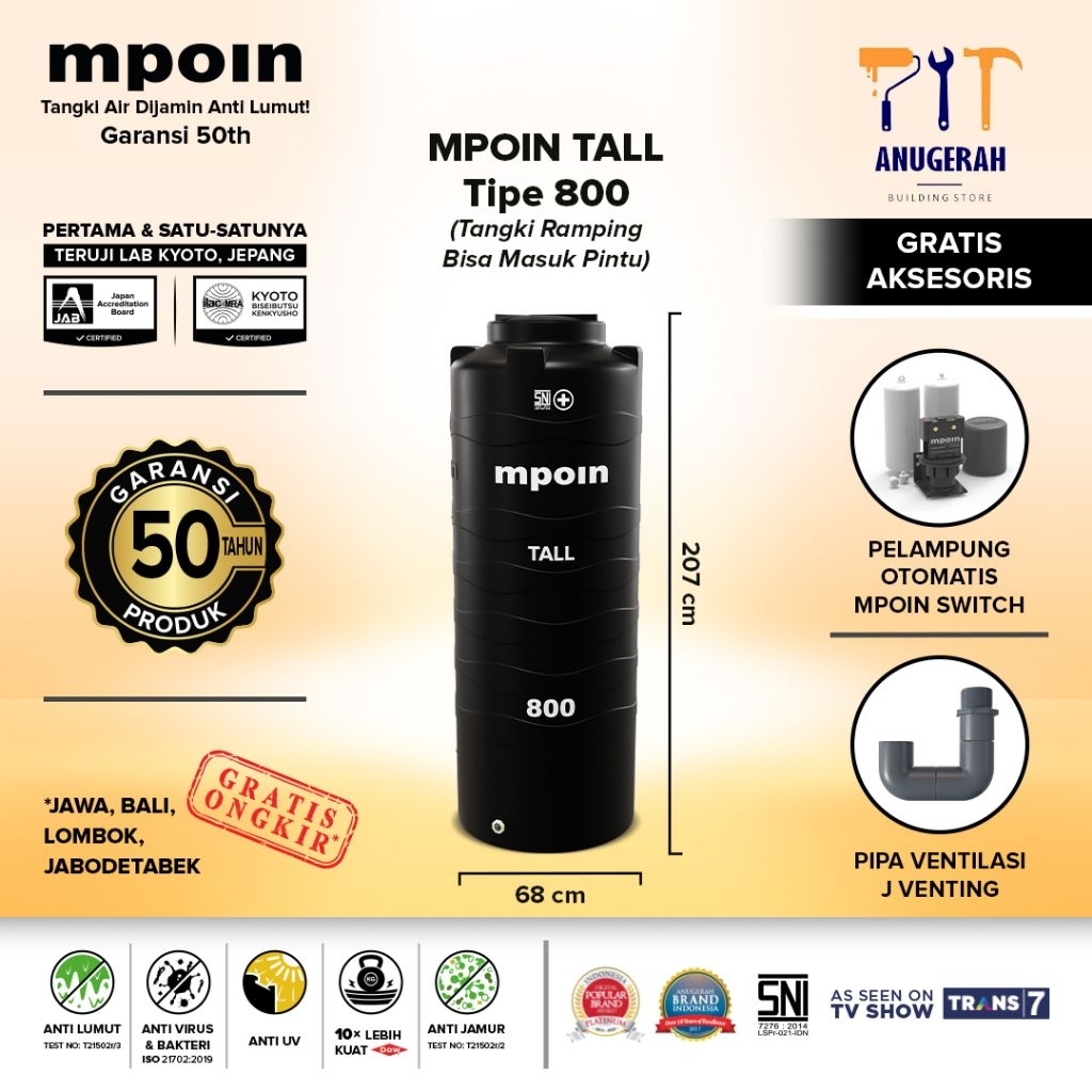 TANDON TOREN MPOIN PLUS TW 800 TALL ANTI LUMUT ANTI PECAH