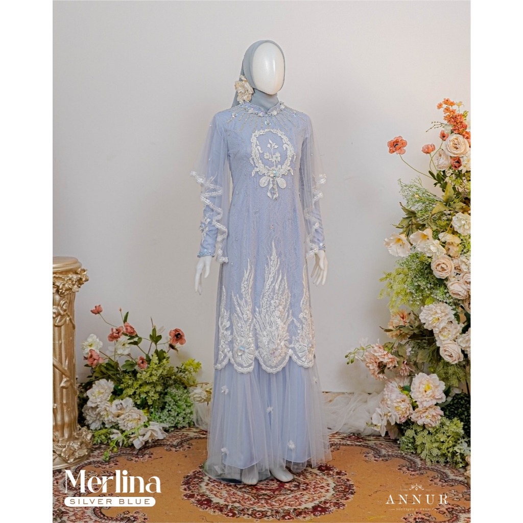 Annur Label Merlina Dress Semi Mermaid Chantily Bordir Payet – Elegan untuk Lamaran & Kondangan