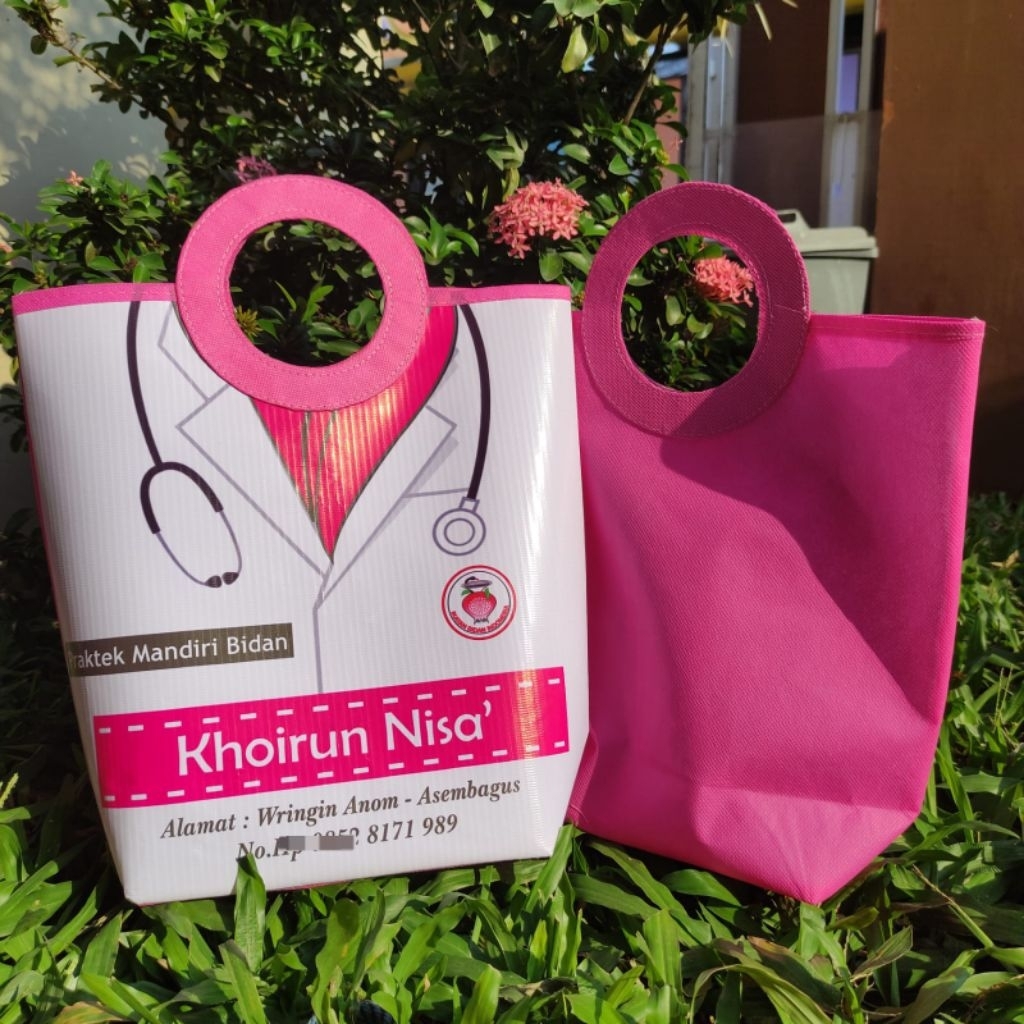 

Tas Pegangan Bulat/Hampers Klinik/Tas Promosi Bidan