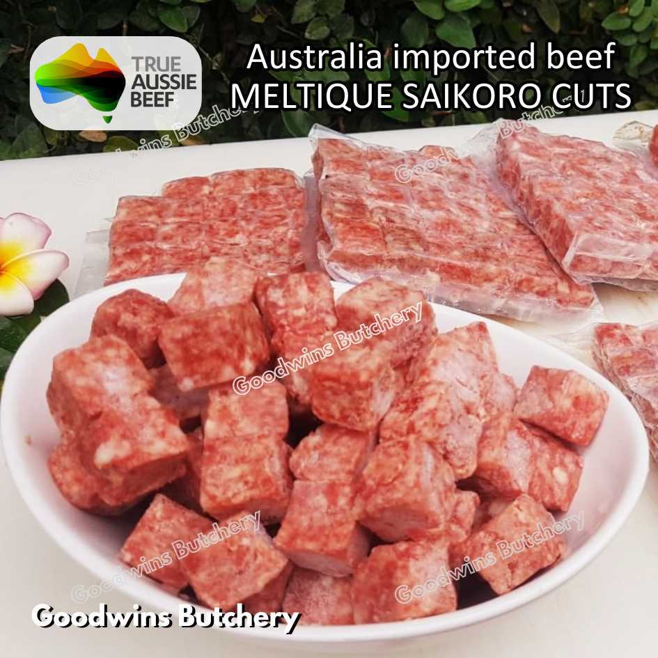 

Beef SAIKORO MELTIQUE Australia diced cubed cuts daging meltik potong dadu 2cm 3/4" frozen 500gr