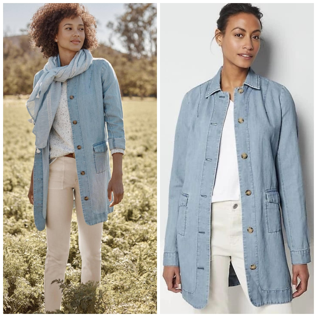 Jacket J.jill Denim Button-front Duster In Somerset Wash Outer Tunic