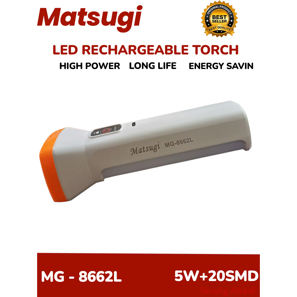 Senter Cas Matsugi MG-8662L Senter LED - Tahan Lama Lampu Darurat Emergency