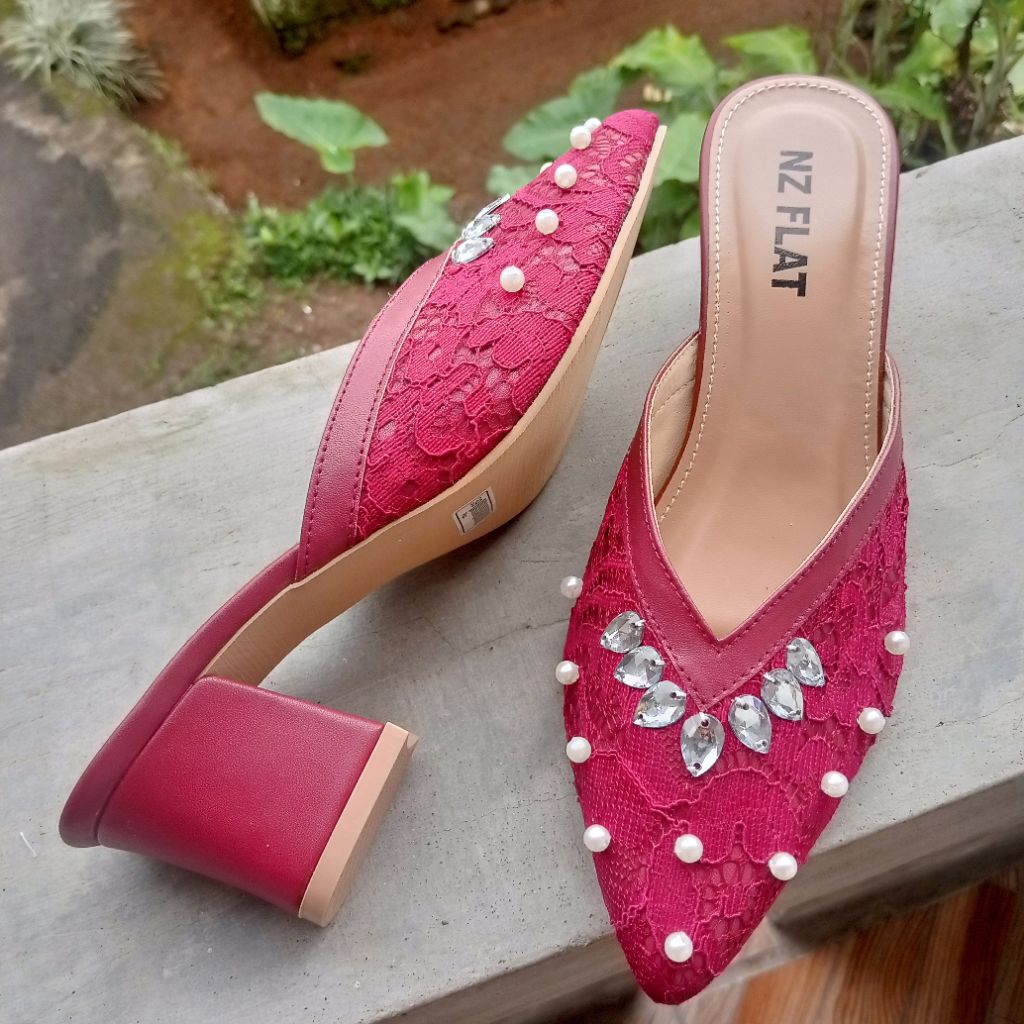 Sepatu heels wedding/brukat payet 5cm