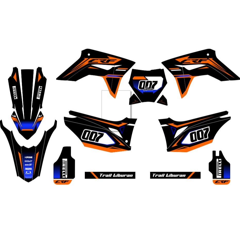 Decal Sticker crf 150 L / Decal crf Full Body Super Glosy Putih Oren I2-1266