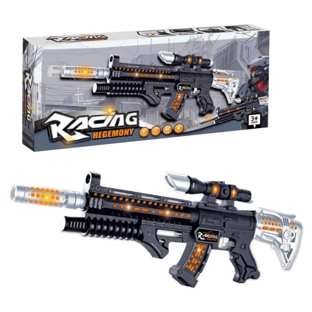 Mainan Anak Pistol Pistolan/Tembak Tembakan Panjang Flash Gun Racing Hegemony Ada Suara dan Lampu Me