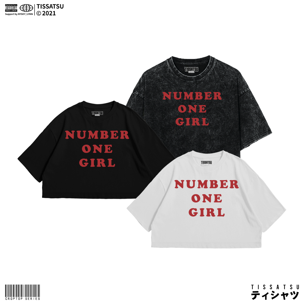 TISSATSU Crop Top Rose BLACKPINK Oversize Washed Number One Girl / Wash Crop Tee Slimfit BP-36