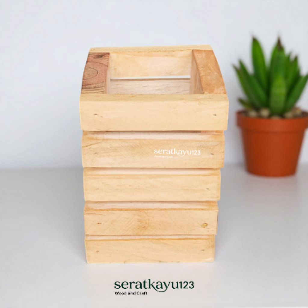 

Tempat Pensil Pulpen 2 Sekat / Kotak Kayu Multifungsi Serbaguna / Tempat Sendok Garpu