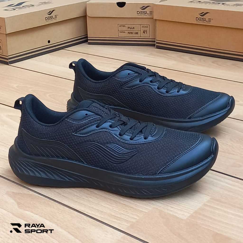 DESLE YUKI HITAM HITAM SEPATU CASUAL SEPATU OLAHRAGA SEPATU SEKOLAH