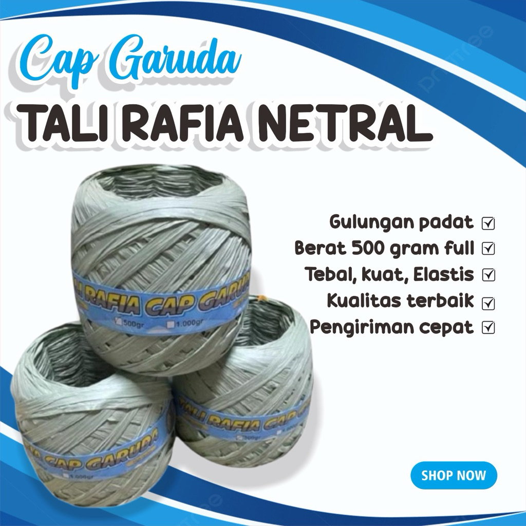 

Tali Rafia Gulungan Padat | warna netral | cap garuda