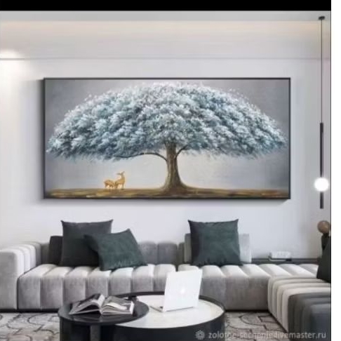 lukisan dinding minimalis modern pohon rusa