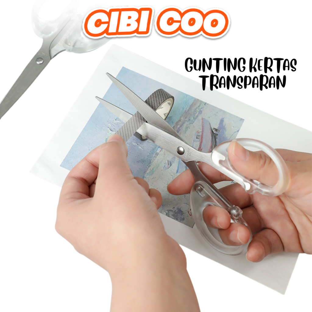 

CIBICOO GUNTING KERTAS TRANSPARAN/GUNTING KERTAS AESTHETIC TRANSPARAN SCISSORS SCRAPBOOK