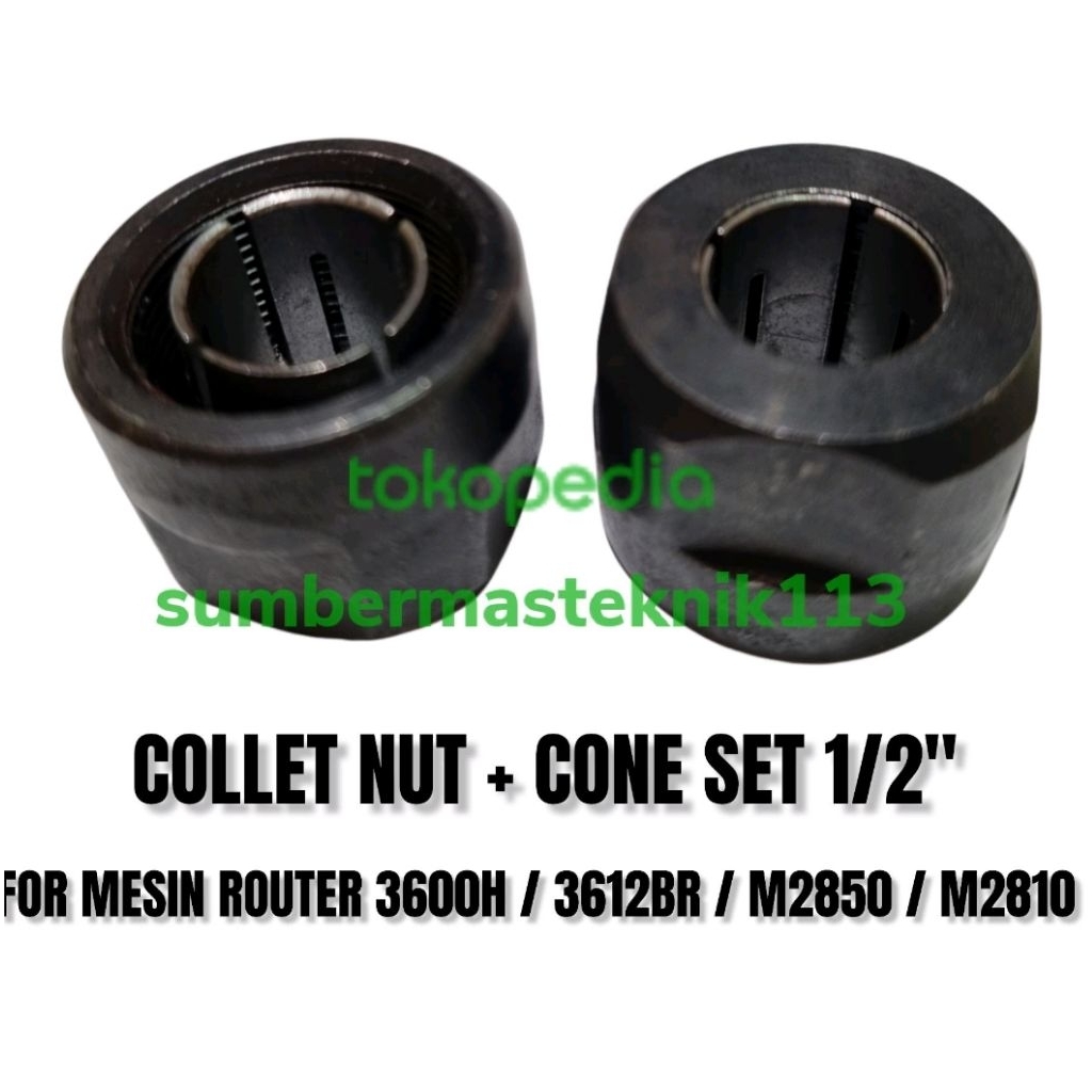 collet nut router makita 3600 3600H 3601 3612BR M2850 M2810 collet nut + cone set 1/2" kuncian mata 