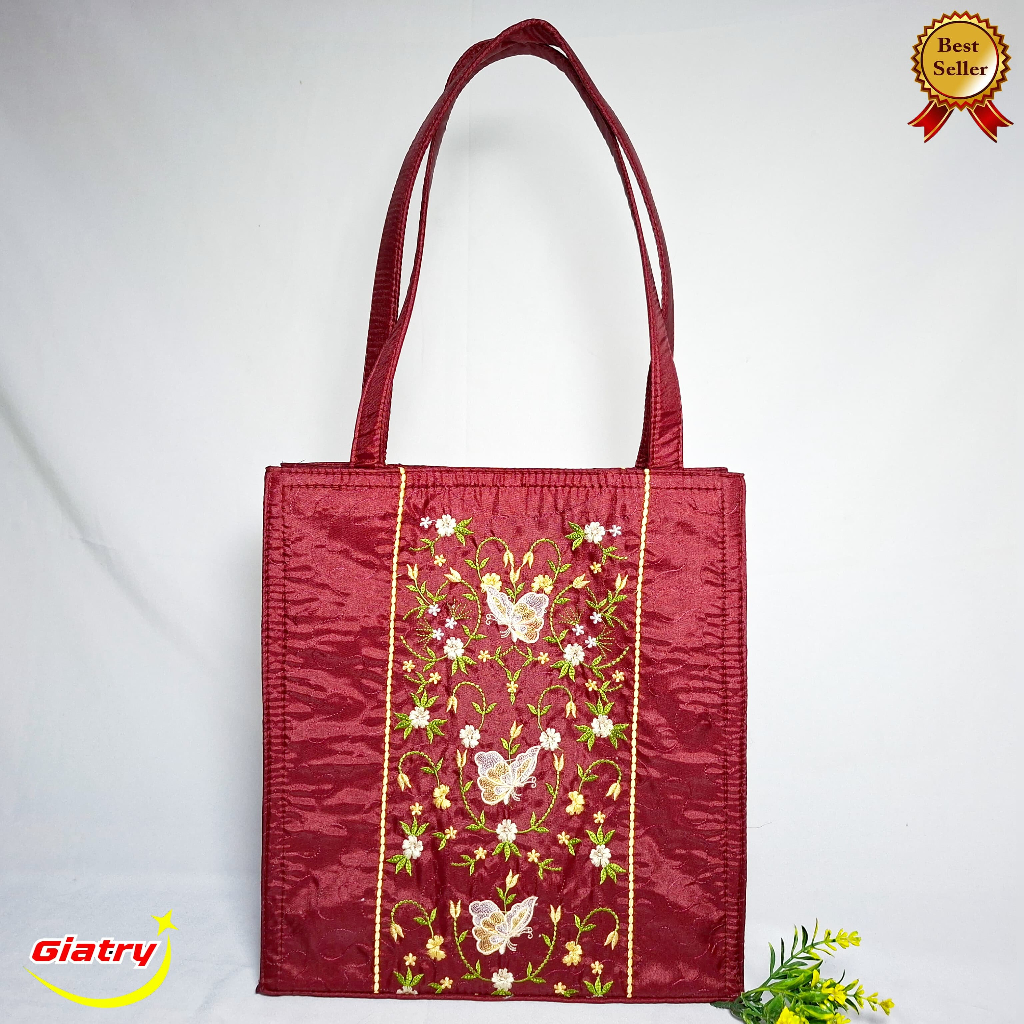 Tas map bordir kupu kupu/ Tas map dokumen/ ats jinjing/ tas tengteng wanita Totabag map