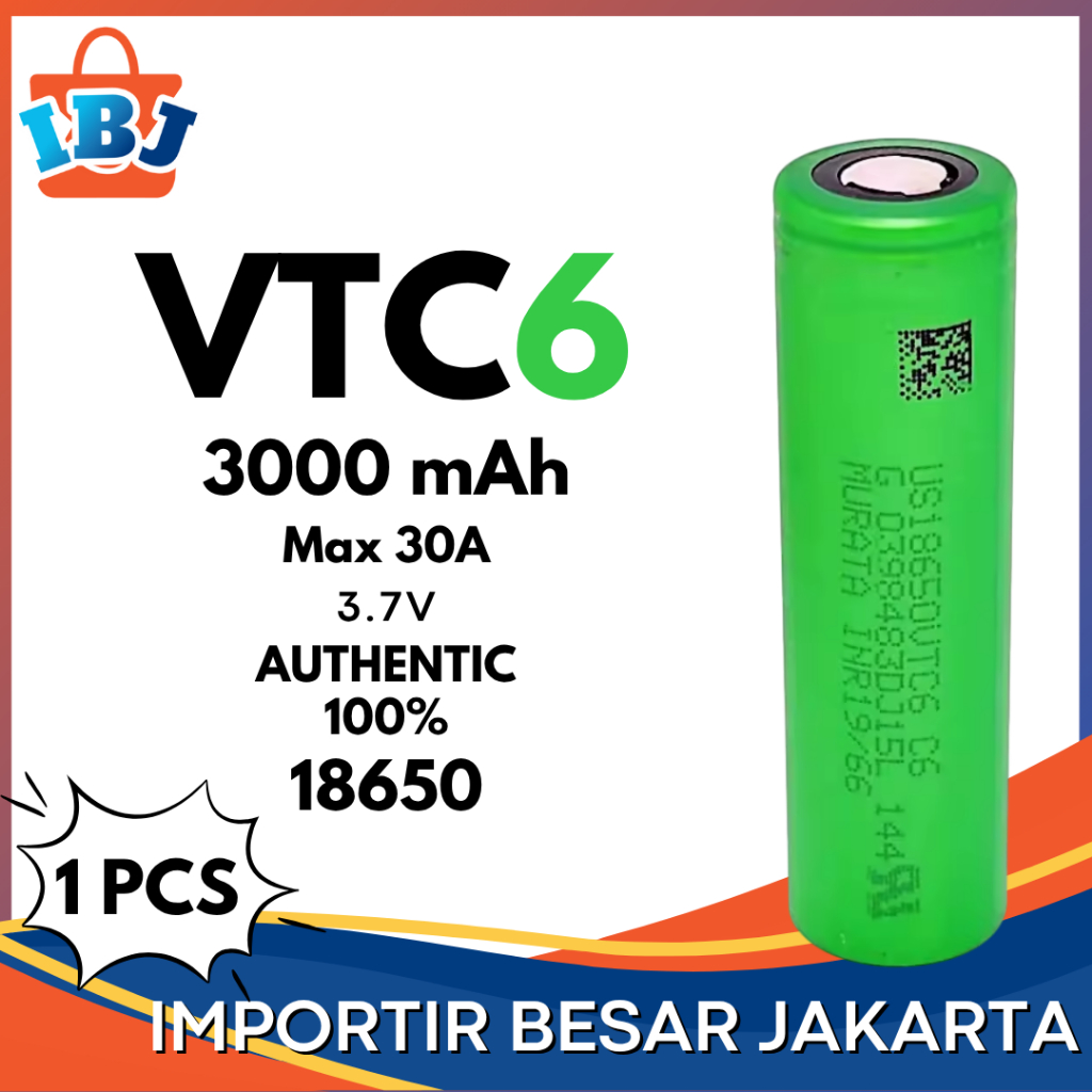 ORIGINAL BATERAI Sony VTC6 18650 3.7V 30A 3000mAh Baterai 18650 VTC6 SONY AUTHENTIC 100%