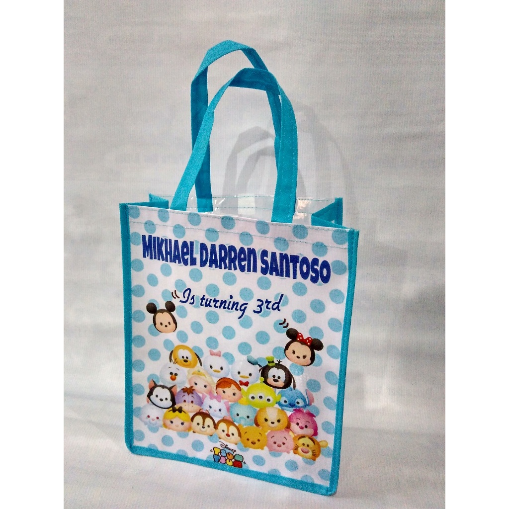 

tas souvenir ulang tahun anak - karakter lucu & custom nama | bahan spunbond/canvas