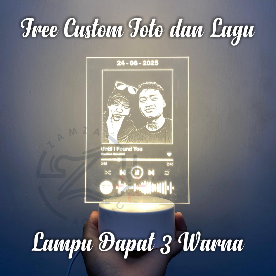 LAMPU TIDUR AESTHETIC AKRILIK / CUSTOM SPOTIFY / KADO NIKAH,ULANG TAHUN,WISUDA / BY ZAMZA_ACRYLIC