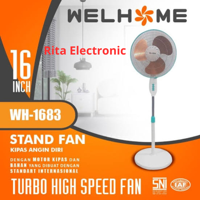 Kipas Angin Berdiri Besi Welhome Ukuran 16" WH-1683