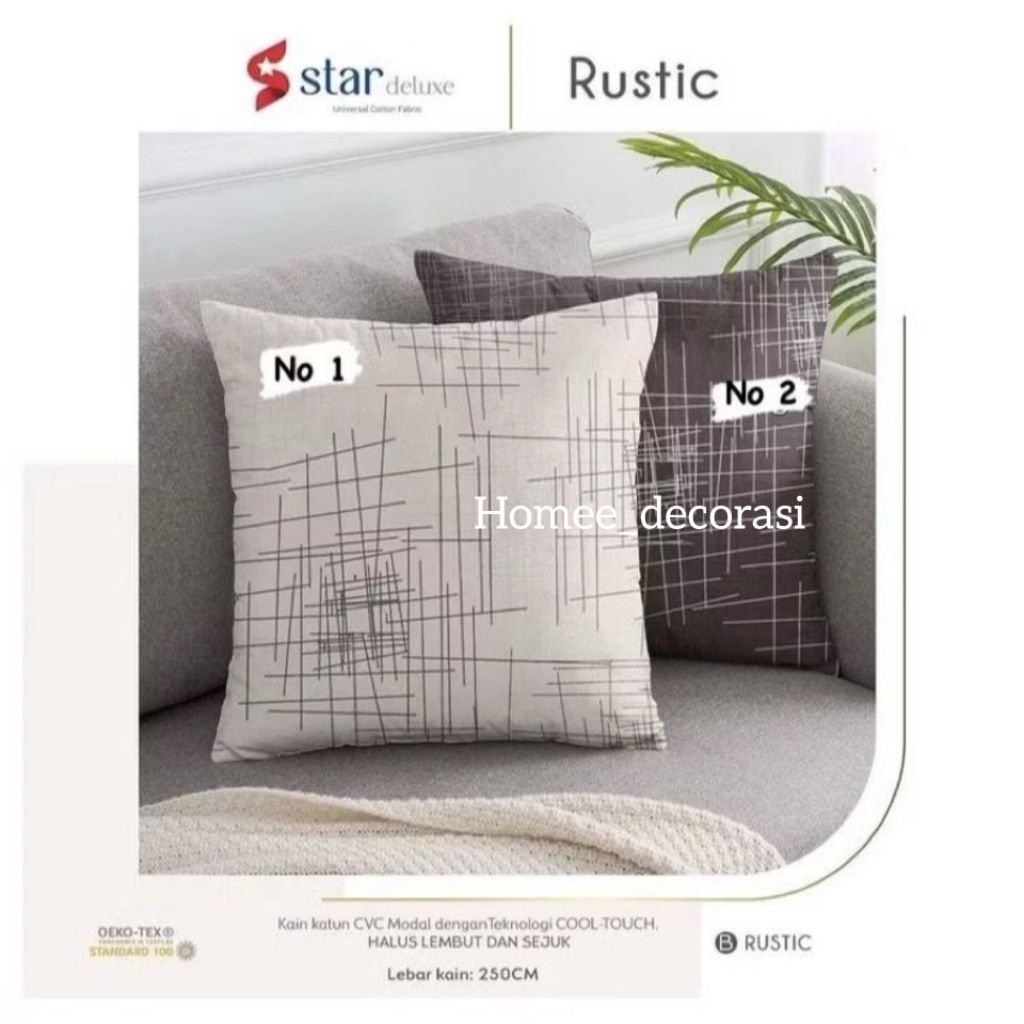 sarung bantal sofa 30x30 40x40 45x45 50x50 60x60 bahan katun motif  rustic