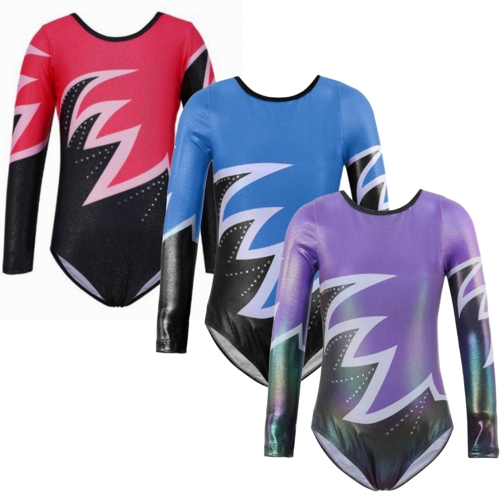 [24] Baju Gymnastic Anak Perempuan Leotard Gymnastic Anak Lengan Panjang 3-12 th (READY STOCK)