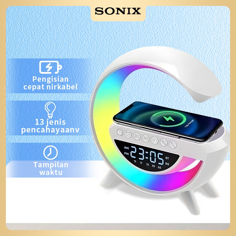 Sonix Bluetooth Speaker SK05 LED Ambient Light Wireless Charger Lampu Meja Multifunctional RGB Night