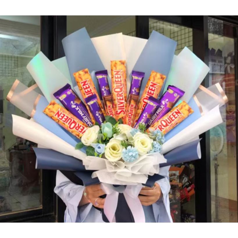 deluxe blue ocean chocolate bouquet / silver queen dairymilk cadbury silverqueen /buket coklat /bouq