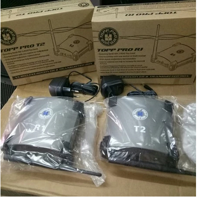 1 PASANG TOPP PRO RECEIVER R1 + TRANSMITTER T2 (HARGA 1 PASANG) PENGGANTI KABEL AUDIO PANJANG / TOPP
