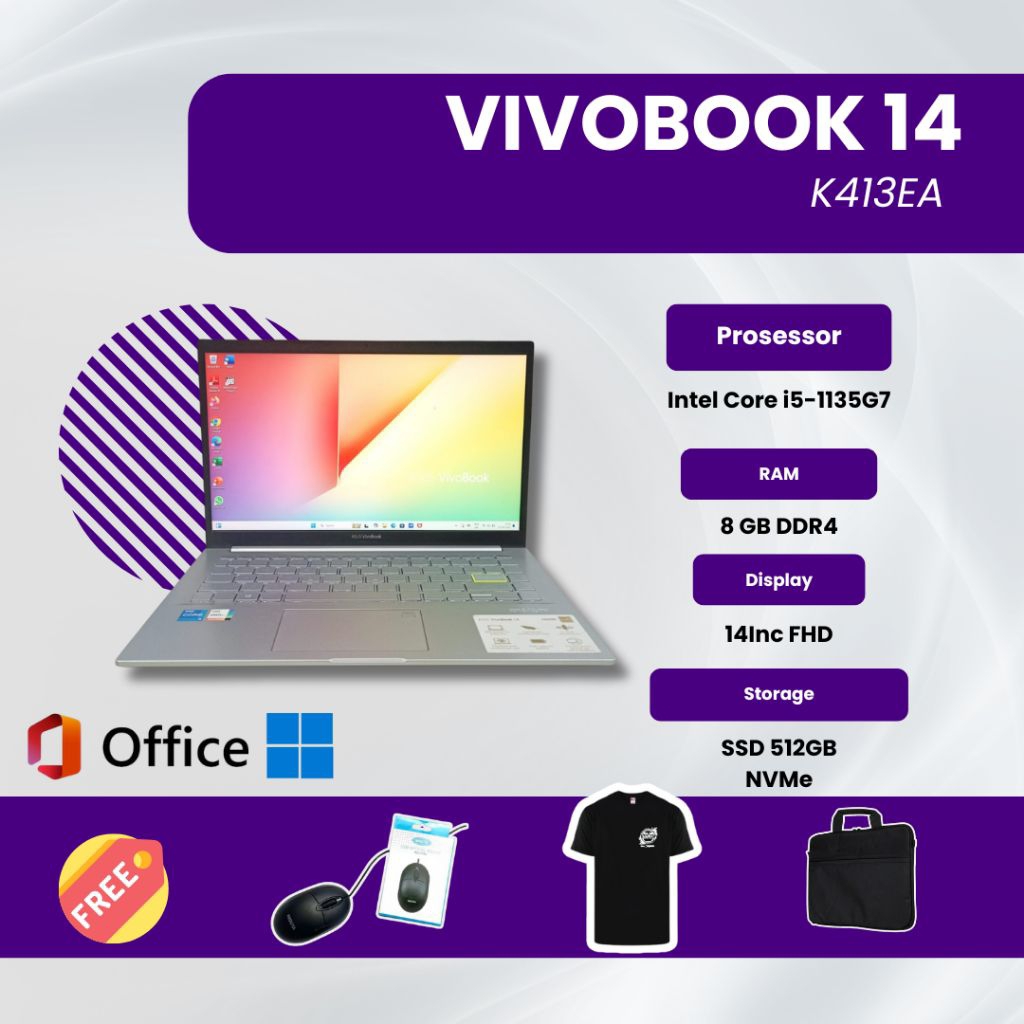 Laptop Asus Vivobook 14 K413EA Core i5 Gen 11 Ram 8 Gb
