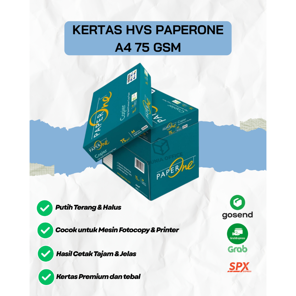 

Kertas HVS A4 PAPERONE 75 Gsm isi 1 Rim (500 Lembar)