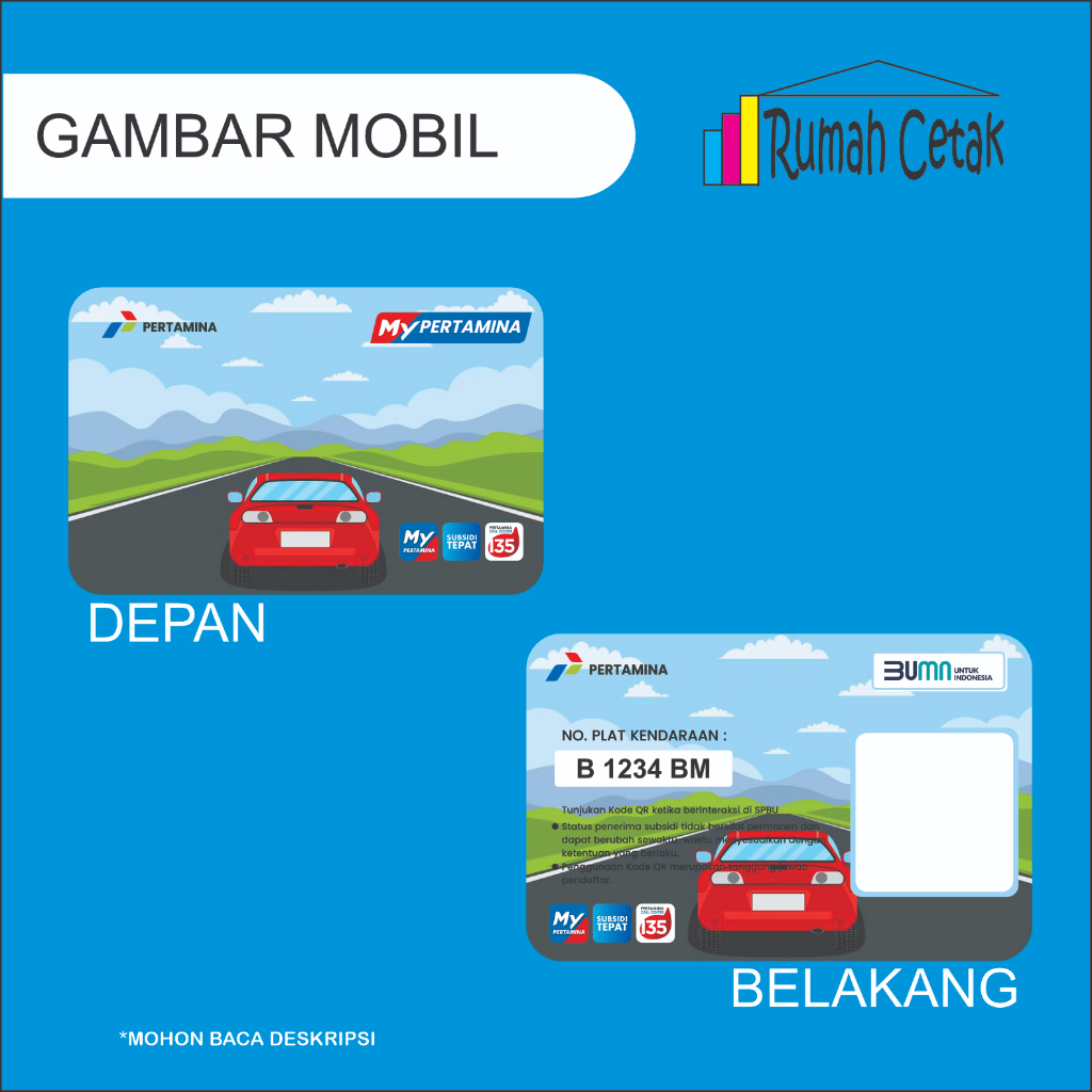KARTU MY PERTAMINA EDISI GAMBAR MOBIL QR BARCODE