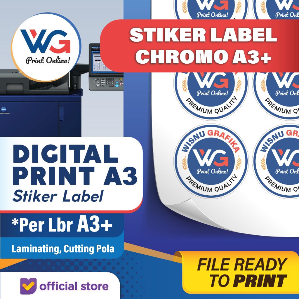 

Cetak Stiker/Print Sticker Label Chromo A3+ Full Color per Lembar | Digital Printing