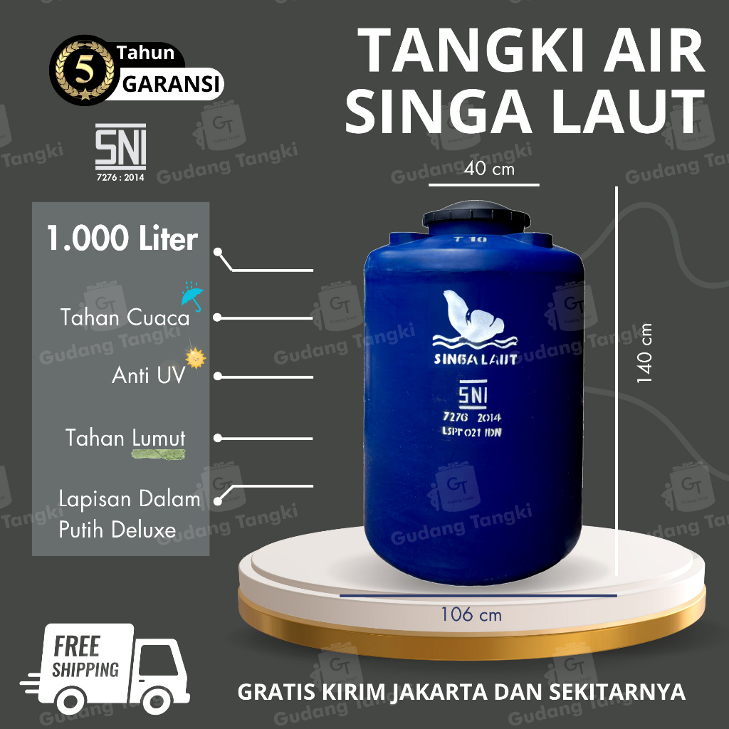 Tangki / Toren Air 1000 Liter Singa Laut T10 Murah