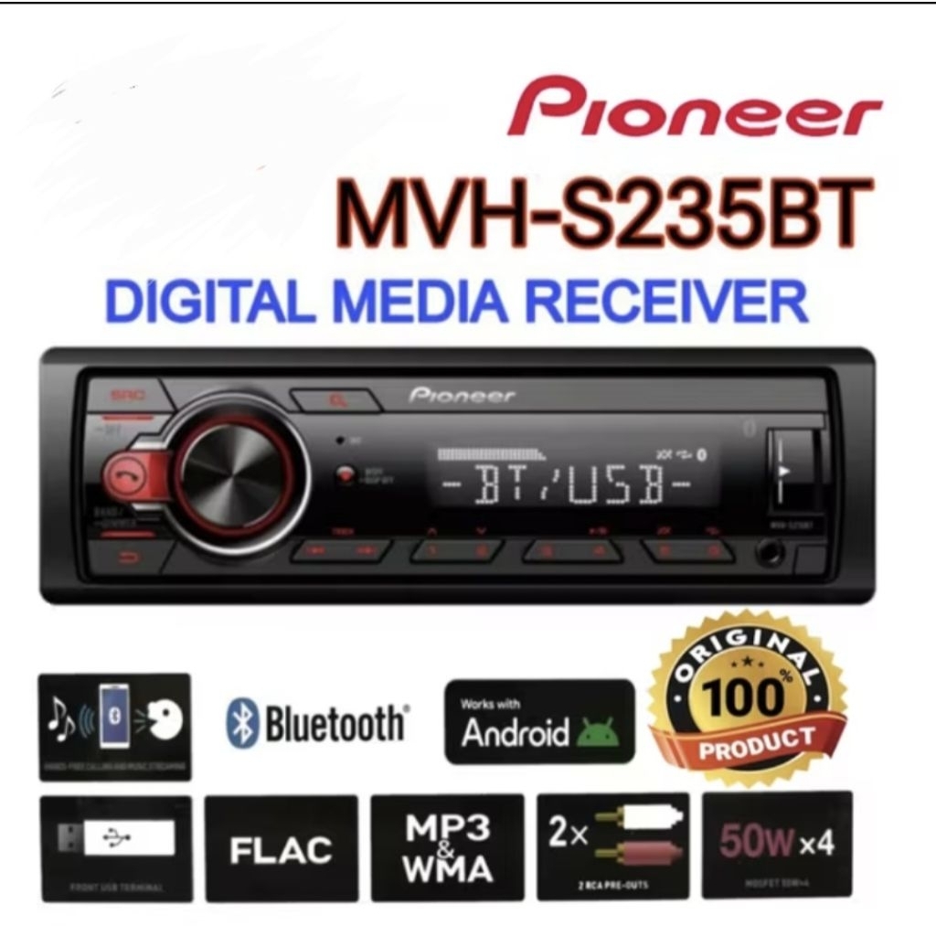 Pioneer Mvh S 235BT Bluetooth HEAD Unit Single Din Pioneer Singel din