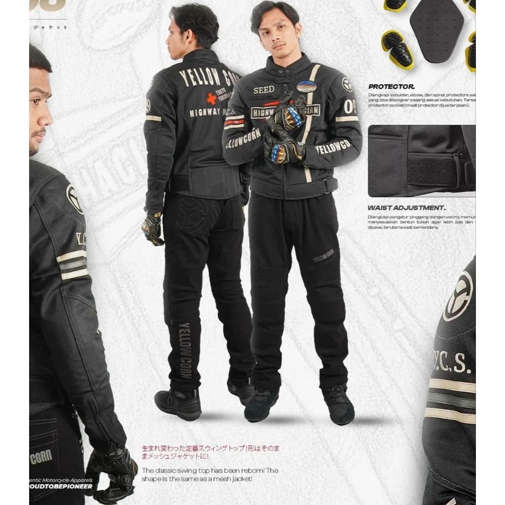 YELLOW CORN SJ 5108 Black Red L Jaket Rider