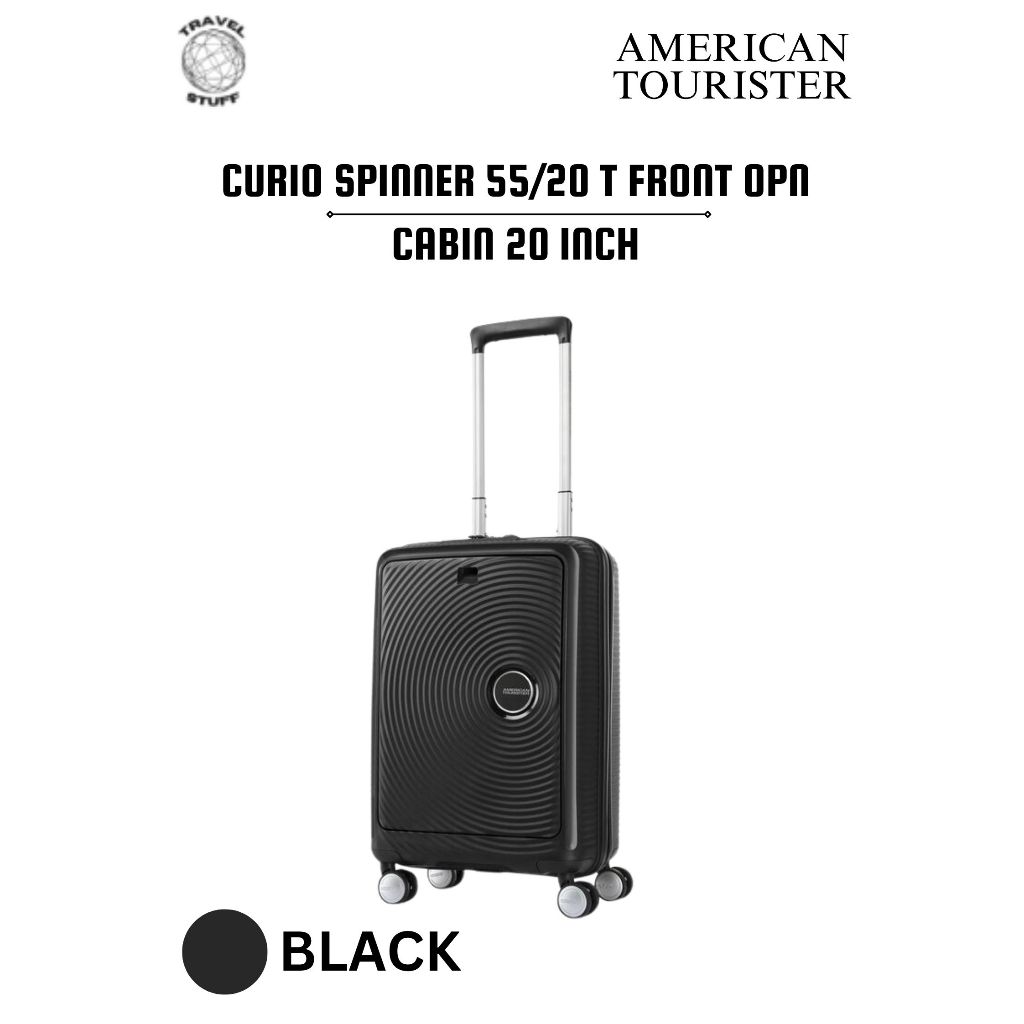 Koper Curio Spinner 55/20 T Front Open Black Original / Koper cabin / Cabin 20 Inch / Koper Laptop /