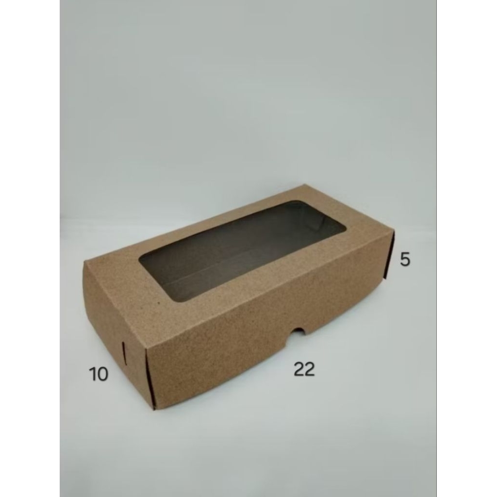 

10pcs KOTAK BROWNIES BOX JENDELA MIKA 22x10x5 KRAFT COKLAT LAMINASI