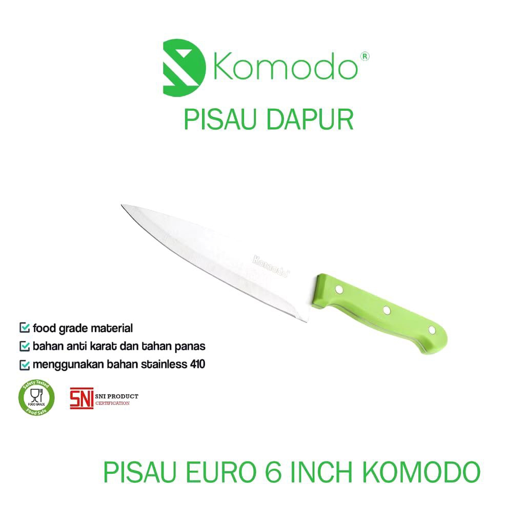 Pisau Euro 6 inch merk Komodo / Pisau Stainless Steel