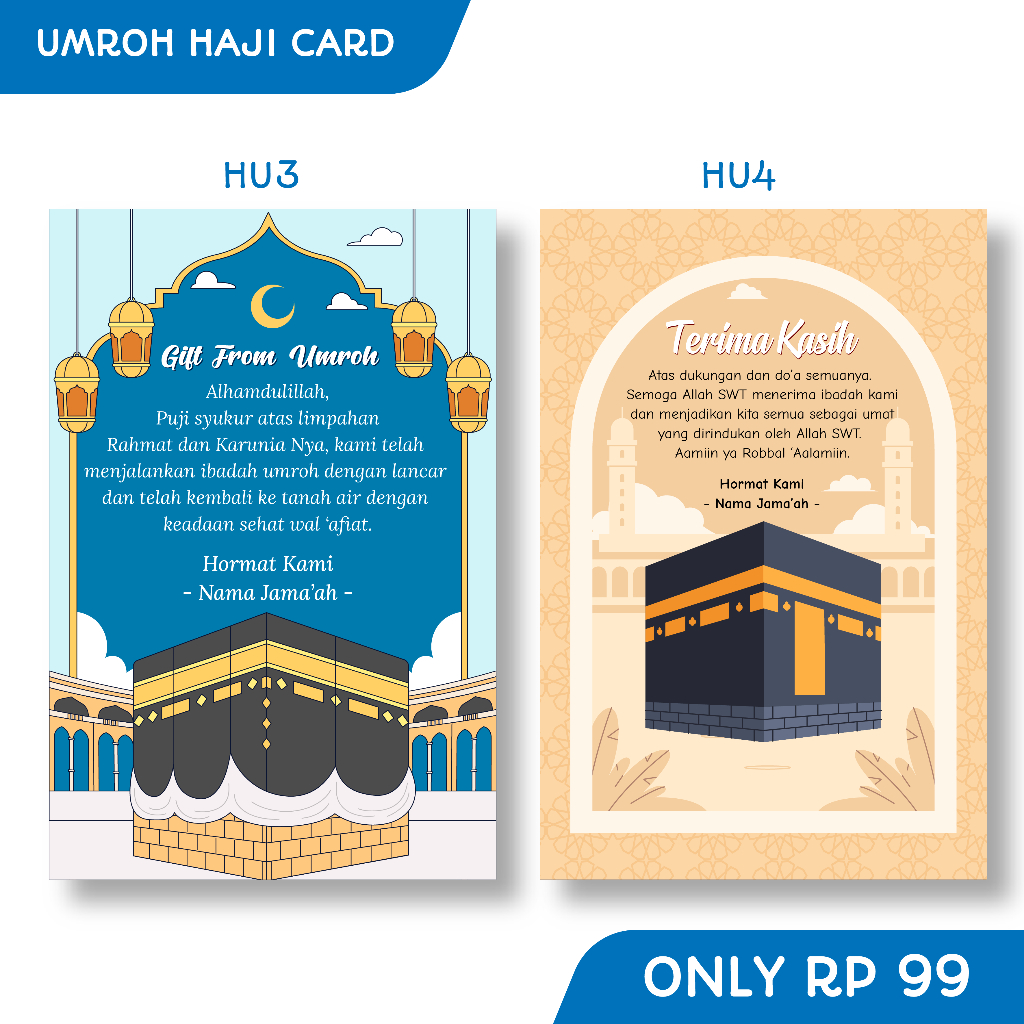 ASHJENA Hangtag Umroh Haji Hang tag Kartu  souvenir umroh Ucapan  Hampers Souvenir Oleh-oleh Card